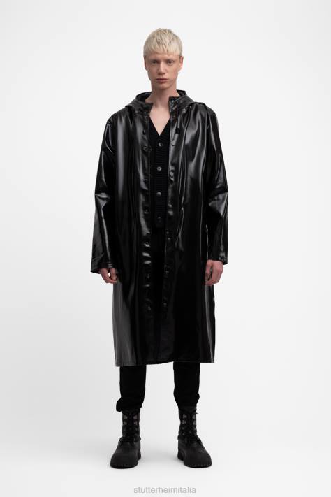 vestiario L08Z136 nero uomini impermeabile lungo opalino con stampa stoccolma Stutterheim